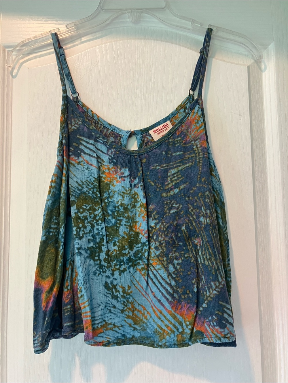Mossimo Supply Co. Teal Navy Olive Abstract Spaghetti Strap Camisole
